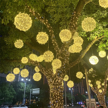 Rattanball Lichterkette | LED Außenbeleuchtung Warmweiß