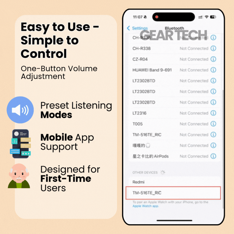 Unsichtbare Hörgeräte zur Tinnitus-Linderung | Diskrete wiederaufladbare Geräuschunterdrückungs-Hörgeräte mit Bluetooth-App-Steuerung UK