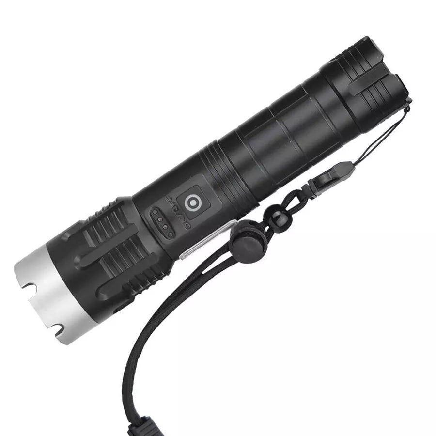 100.000 Lumen Taktische Taschenlampe – Ultra-Hell &amp; Wiederaufladbar