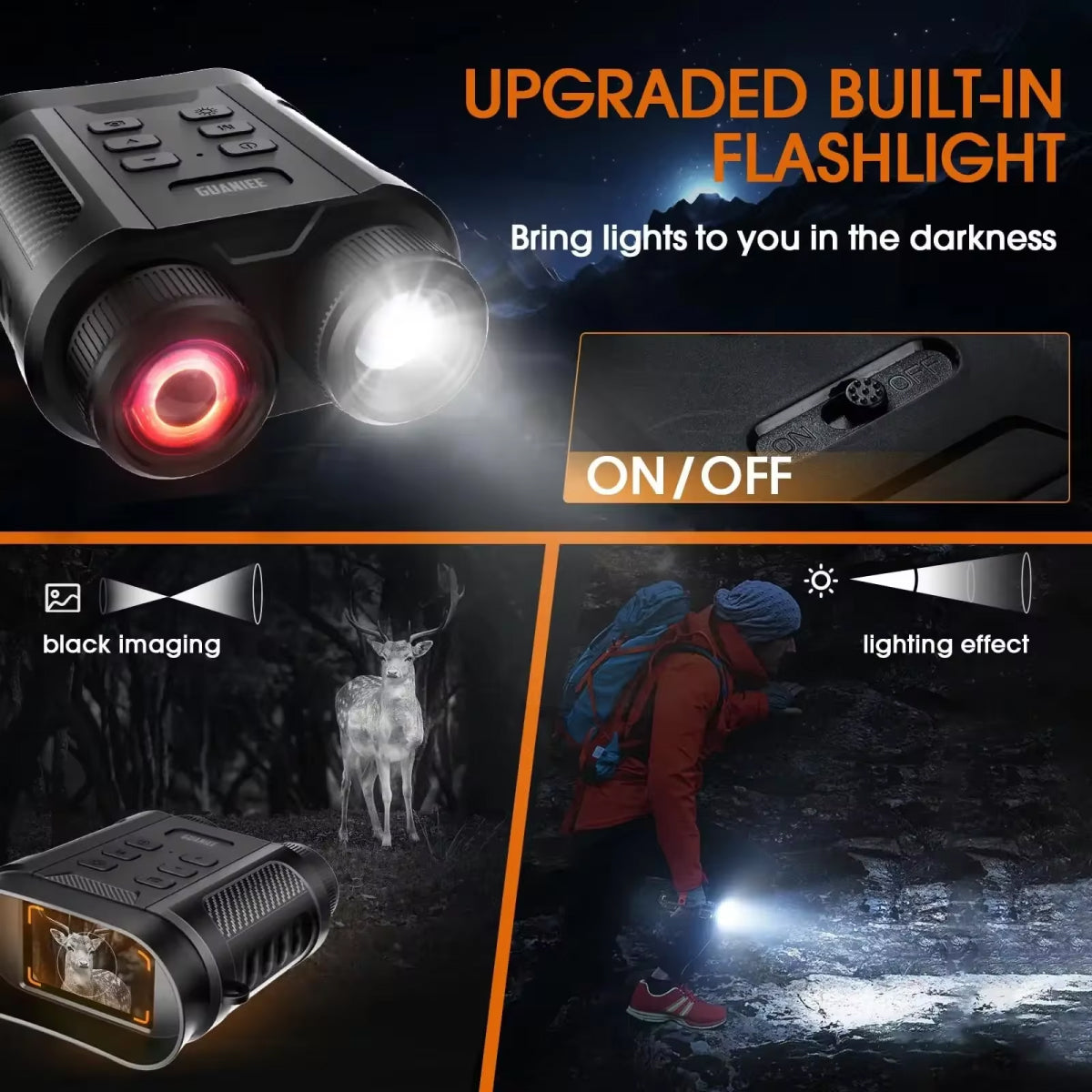 Nachtsichtfernglas mit 7-fachem optischen Zoom, 2-fachem digitalem Zoom, Infrarot-LED und Foto-/Videoaufnahme