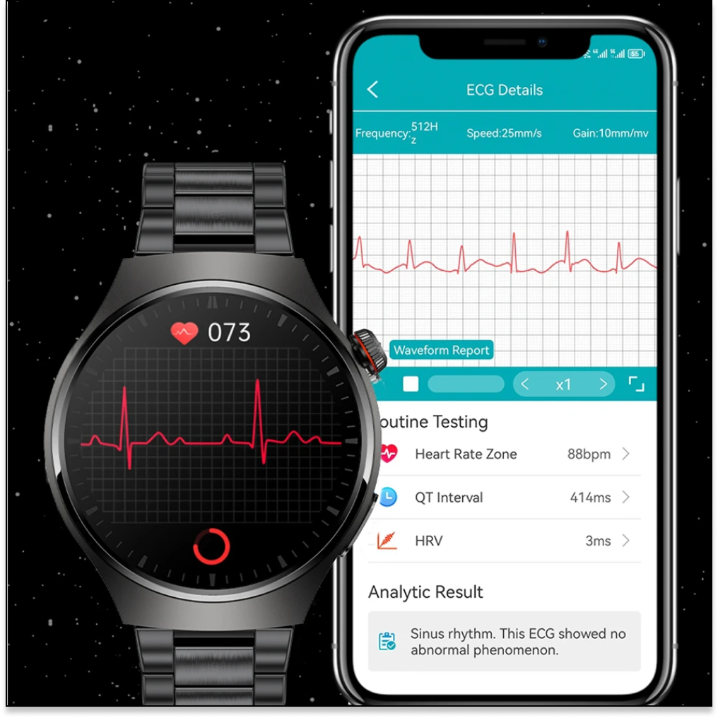 Smartwatch, die AFIB mit ECG und Blutdruck erkennen UK Herzmonitor Uhr für ältere Senioren