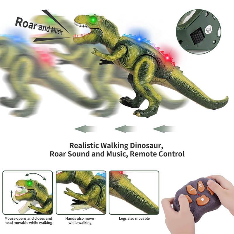 Fernbedienung T-Rex Dinosaurier mit LED-Beleuchtung, gehend &amp; brüllend realistische Dinosaurier-Spielzeuge