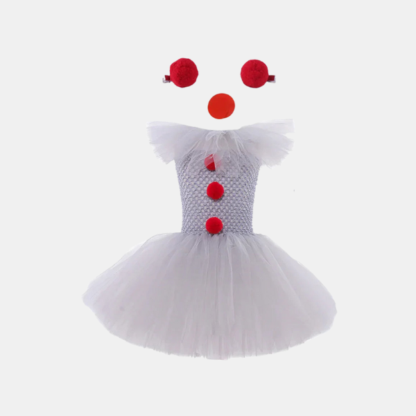 Tutu Kleid von gruseligen Clown für Mädchen – Kostüm von bösartigem Joker für Halloween