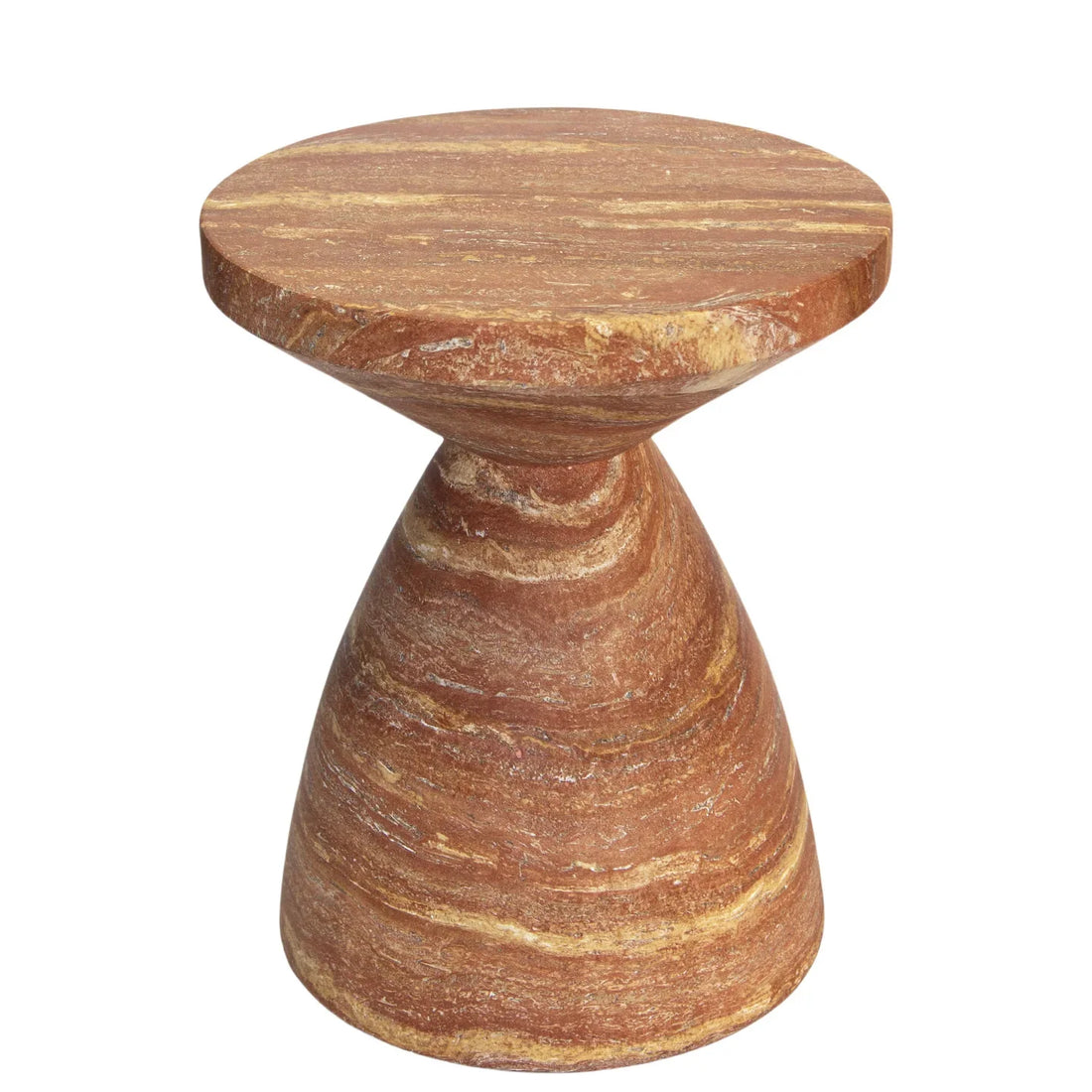 Roter Travertin Kaffeetisch | Skandinavischer Beistelltisch