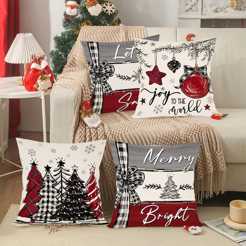 Rustikale Weihnachtskissenbezüge | Dekokissen Set 4 Stück