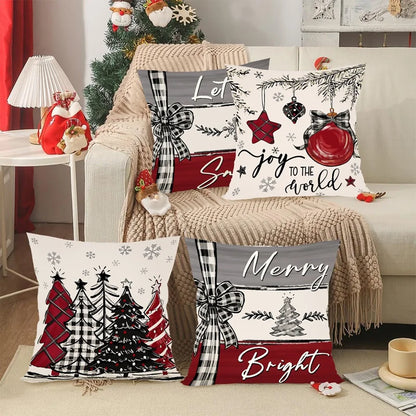 Rustikale Weihnachtskissenbezüge | Dekokissen Set 4 Stück
