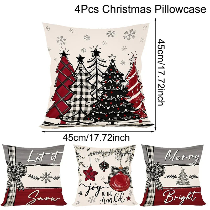 Rustikale Weihnachtskissenbezüge | Dekokissen Set 4 Stück
