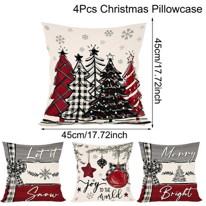 Rustikale Weihnachtskissenbezüge | Dekokissen Set 4 Stück