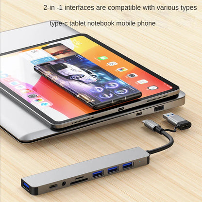 USB-C Dockingstation | Multiport-Adapter | USB 3.0 | SD/TF-Kartenleser | Audioausgang