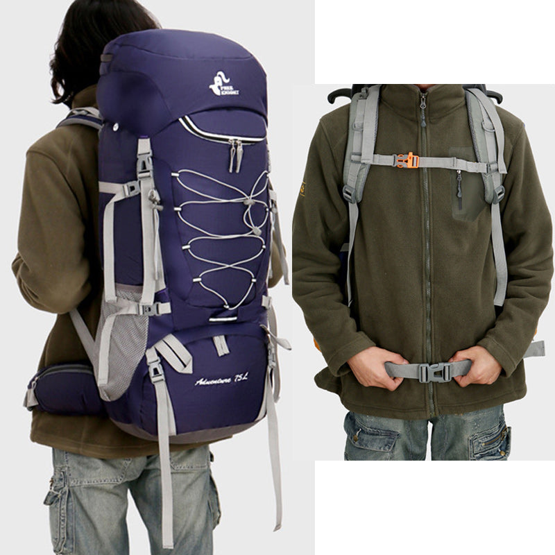 75L Camping-Rucksack mit Regenüberzug und Trinkschlauchanschluss