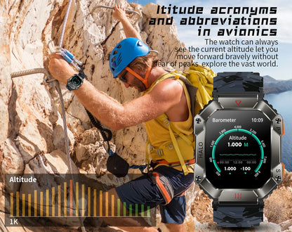 Zelara Multi-Sport Outdoor Rugged Fitness Tracker Herren Smartwatch mit Kompass für Android IOS