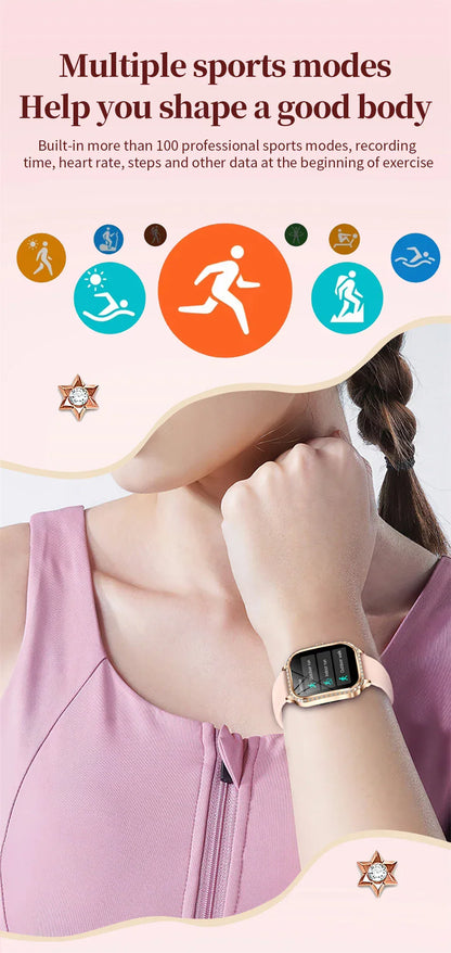 Stylische wasserdichte Smartwatch für Frauen mit Fitness-Tracking &amp; Bluetooth-Anruffunktion