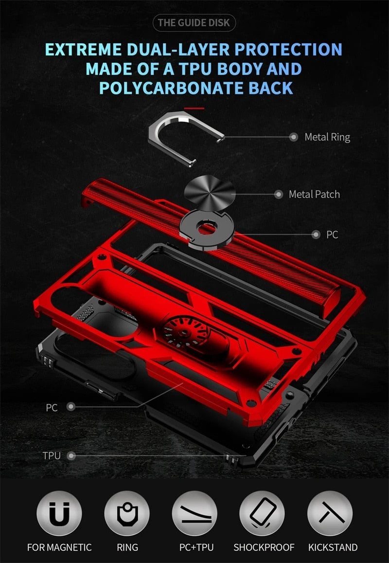 Zelara Magnetischer Rüstungsringhalter Kickstand Case für Samsung Galaxy Z Fold 4 Serie