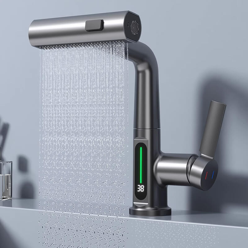 WaterMaster Flexibler LED Küche &amp; Bad Wasserhahn – 360° Schwenkbar, Herausziehbarer Schlauch &amp; 5 Sprühmodi