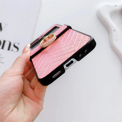 Gradient Leder Samsung Z Flip Ring Halter Etui