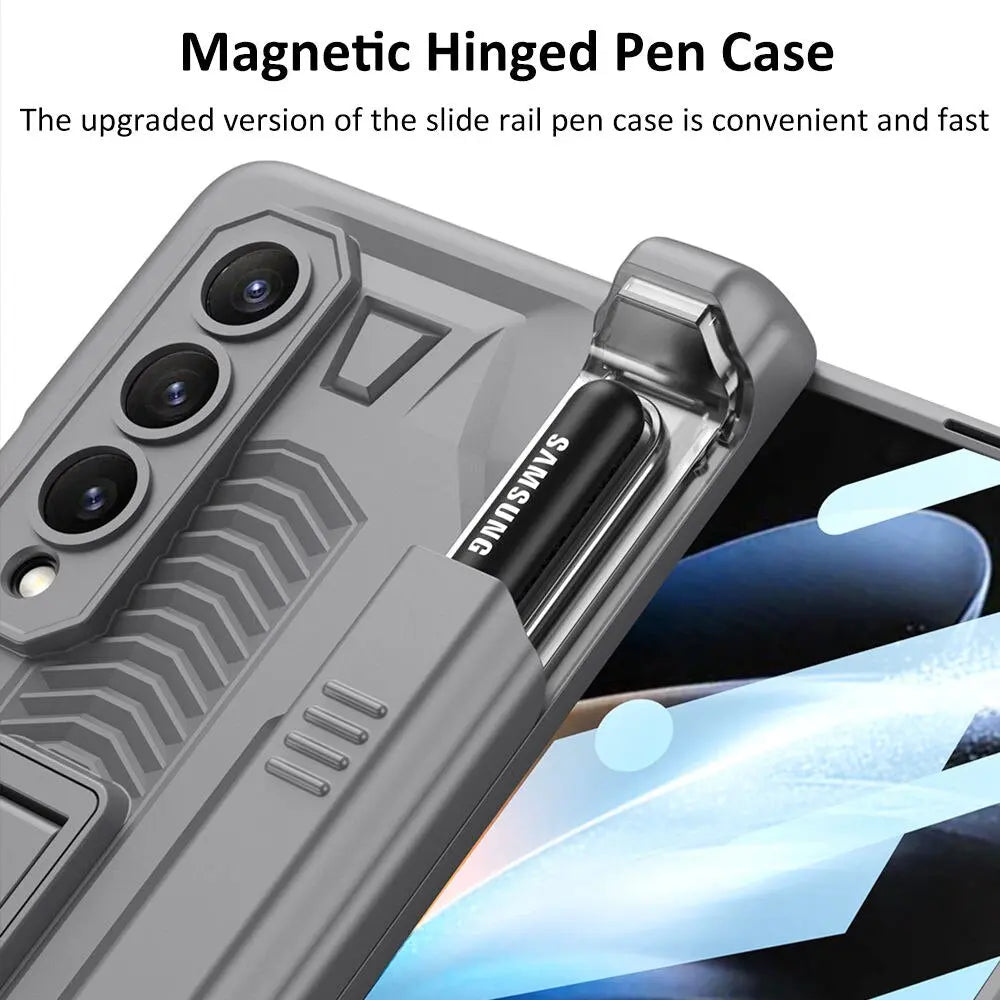 Zelara Magnetische Faltbare Armor Slide Pen Hülle für Samsung Galaxy Z Fold 4