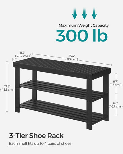 Bamboo Schuhregalbank - 3-Tier Organizer, trägt 130 kg