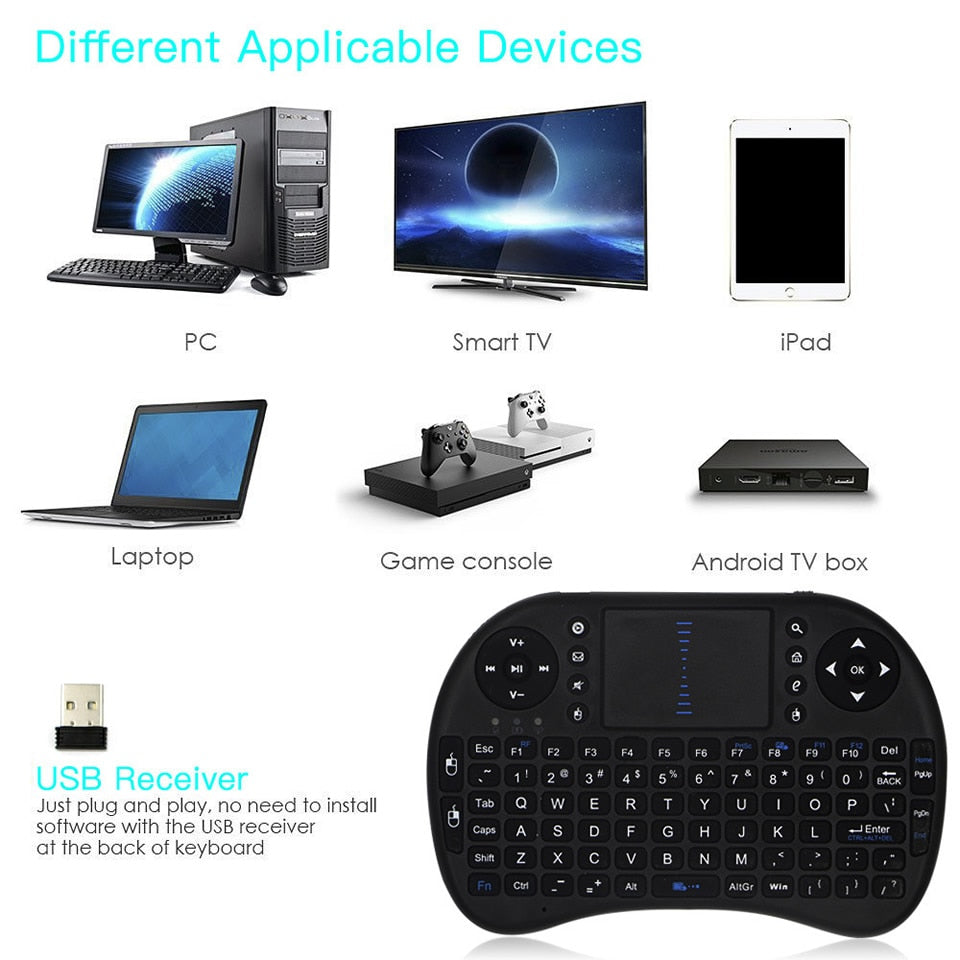 Zelara Mini Wireless Portable Tastatur Fernbedienung mit Hintergrundbeleuchtung für PC Android TV iPad