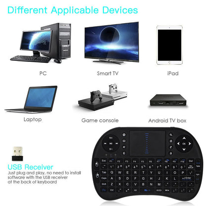 Zelara Mini Wireless Portable Tastatur Fernbedienung mit Hintergrundbeleuchtung für PC Android TV iPad