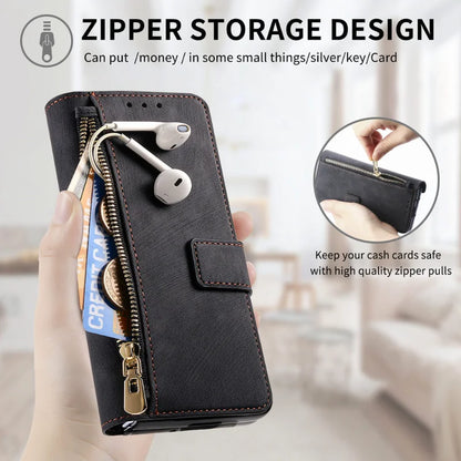 Zelara Multifunktionale Magnetische Leder Wallet Case Mit Reißverschluss Flip Stand Für Samsung Galaxy Z Fold 6 5 Serien