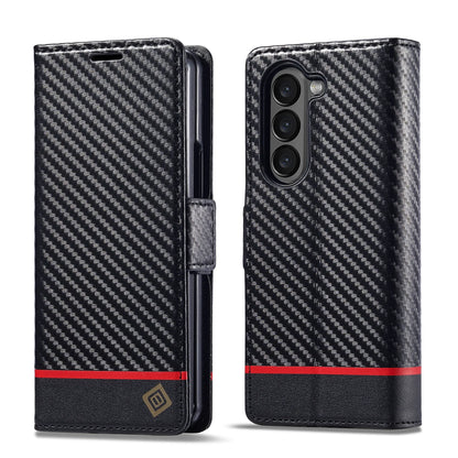 Carbon Fiber Samsung Z Fold Magnetische Flip Cover Geldbörse Hülle