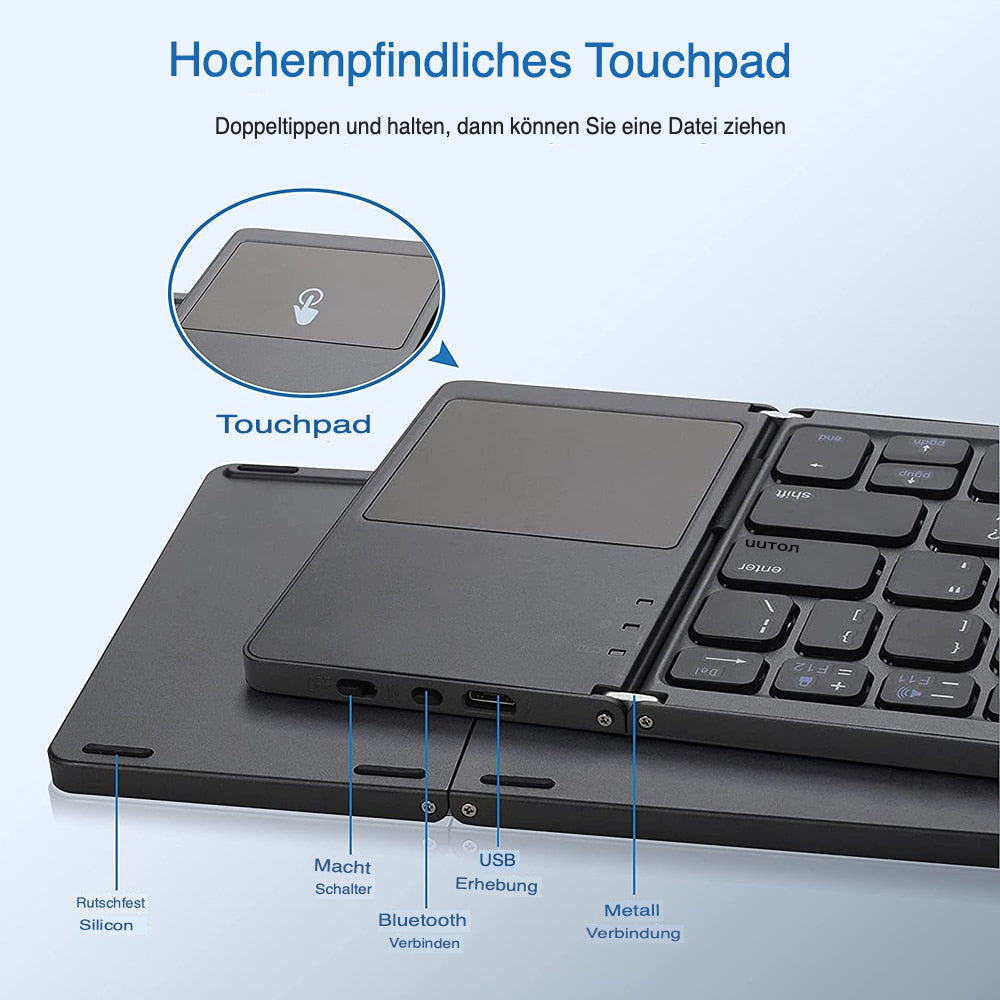 Zelara Super tragbare faltbare Mini-Tastatur mit Touchpad für PC Mac Android IOS Tablets