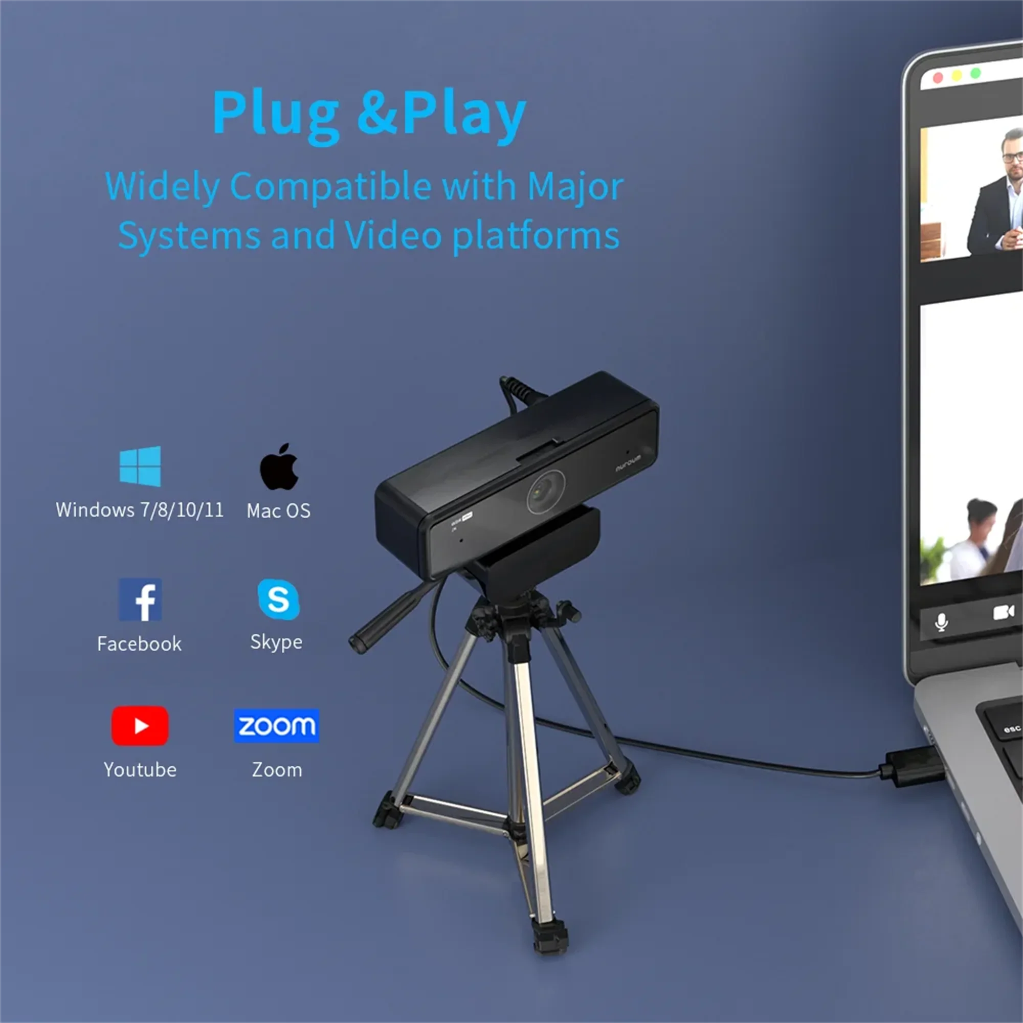 V11 2K Webcam | Dual Mikrofone | 1080P 60fps | 1440P 30fps | USB Plug &amp; Play