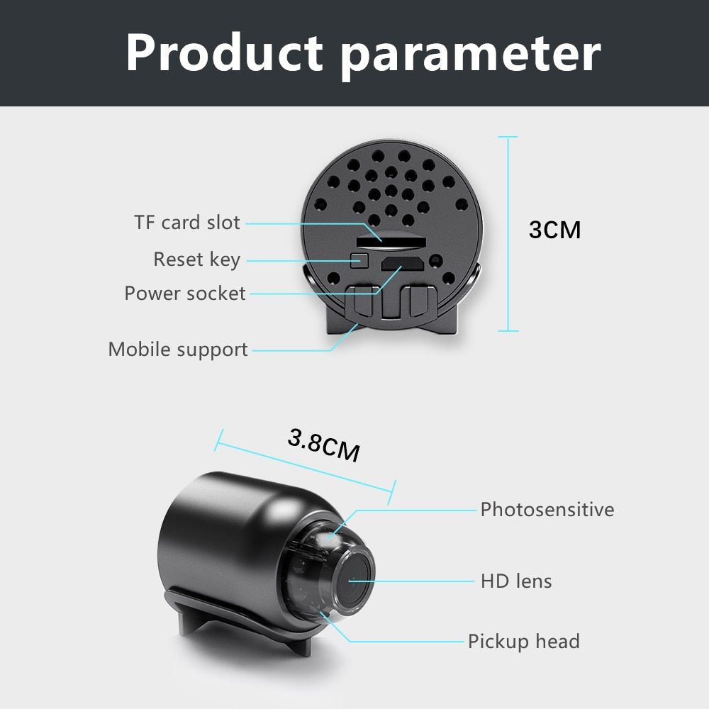 Hochauflösende Mini-Kamera mit WLAN und Nachtsicht