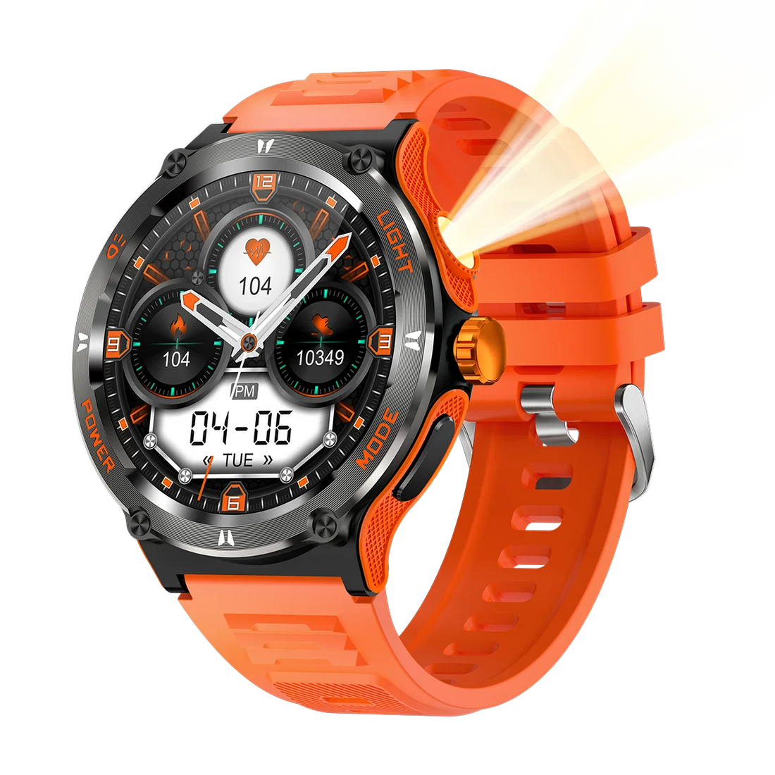 Zelara Outdoor Rugged 3ATM Wasserfest Smartwatch Fitness Tracker Mit Kompass Taschenlampe