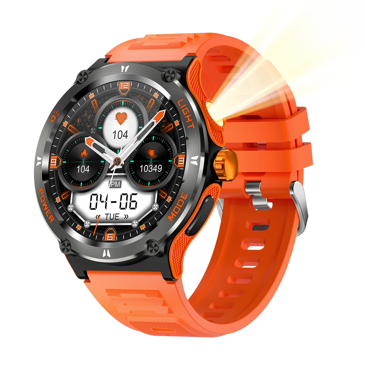 Zelara Outdoor Rugged 3ATM Wasserfest Smartwatch Fitness Tracker Mit Kompass Taschenlampe