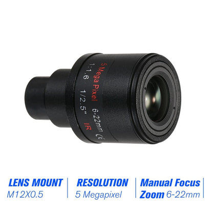 5.0 MP Varifokal 6-22mm Manuelle Fokus Zoom 1/2.5 CCTV Linse für Sicherheitskameras