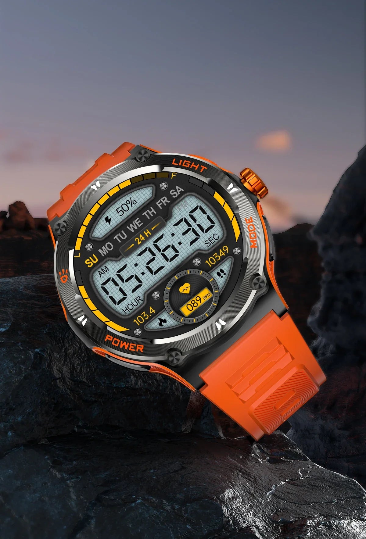 Zelara Outdoor Rugged 3ATM Wasserfest Smartwatch Fitness Tracker Mit Kompass Taschenlampe