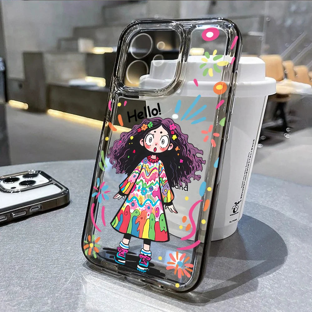 Telefon-Hülle Transparent Silikon Fundas Cover Transparent Hallo Mädchen Für iPhone