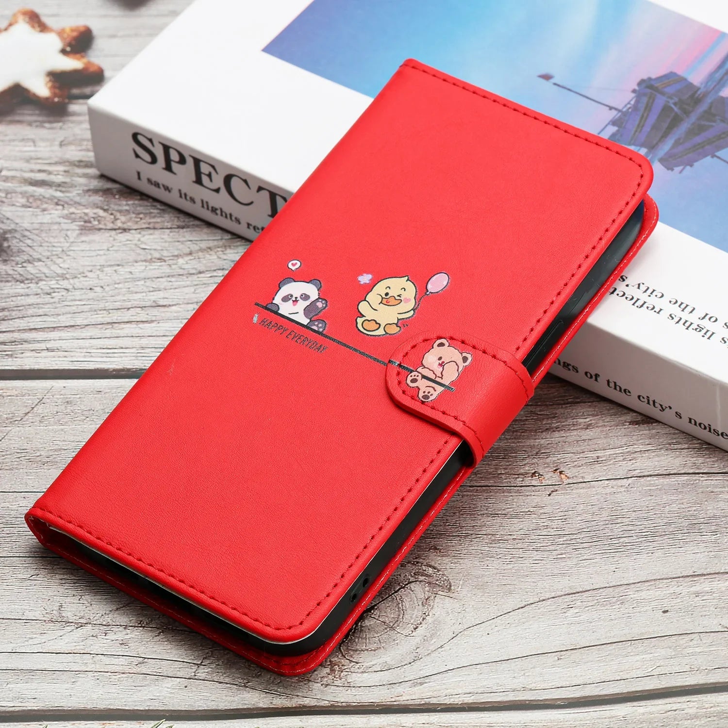Tierdruck Leder iPhone Magnetische Flip Geldbörse Hülle