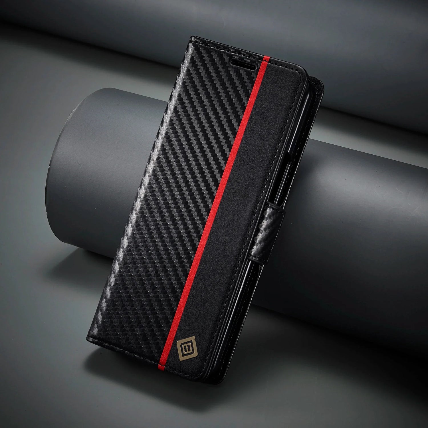 Carbon Fiber Samsung Z Fold Magnetische Flip Cover Geldbörse Hülle