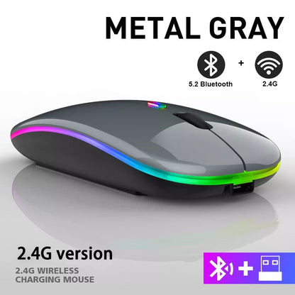 Zelara Ultra Slim 2,4 GHz wiederaufladbare LED USB Bluetooth kabellose Gaming-Maus für PC, Mac und Tablets