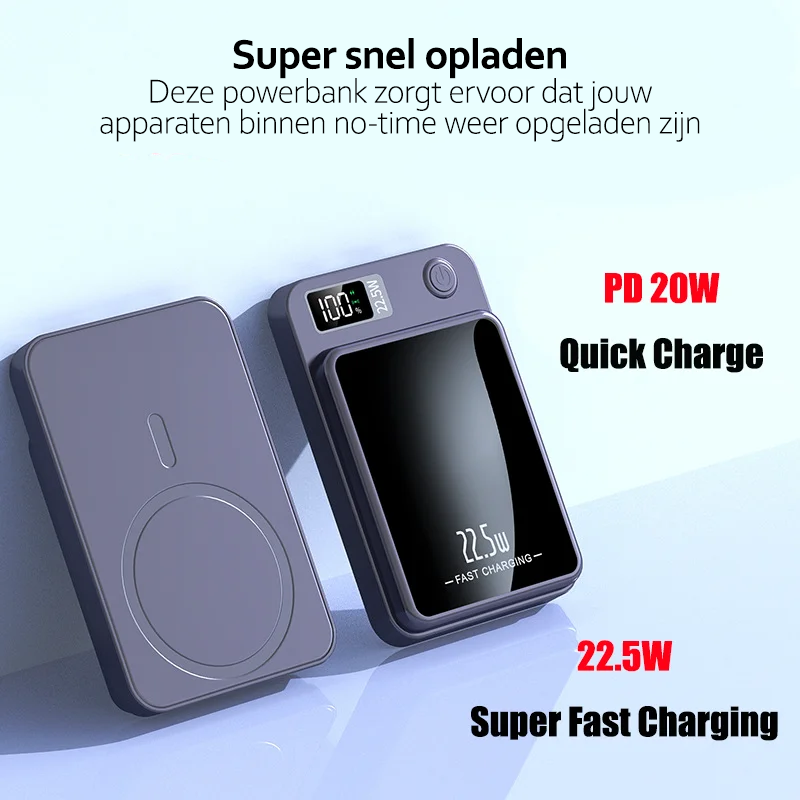 PowerCharge Pro | Drahtlose magnetische Powerbank | Drahtlose Powerbank | Magsafe Powerbank