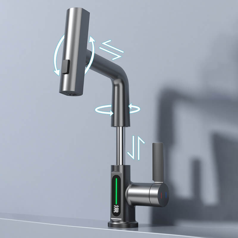 WaterMaster Flexibler LED Küche &amp; Bad Wasserhahn – 360° Schwenkbar, Herausziehbarer Schlauch &amp; 5 Sprühmodi