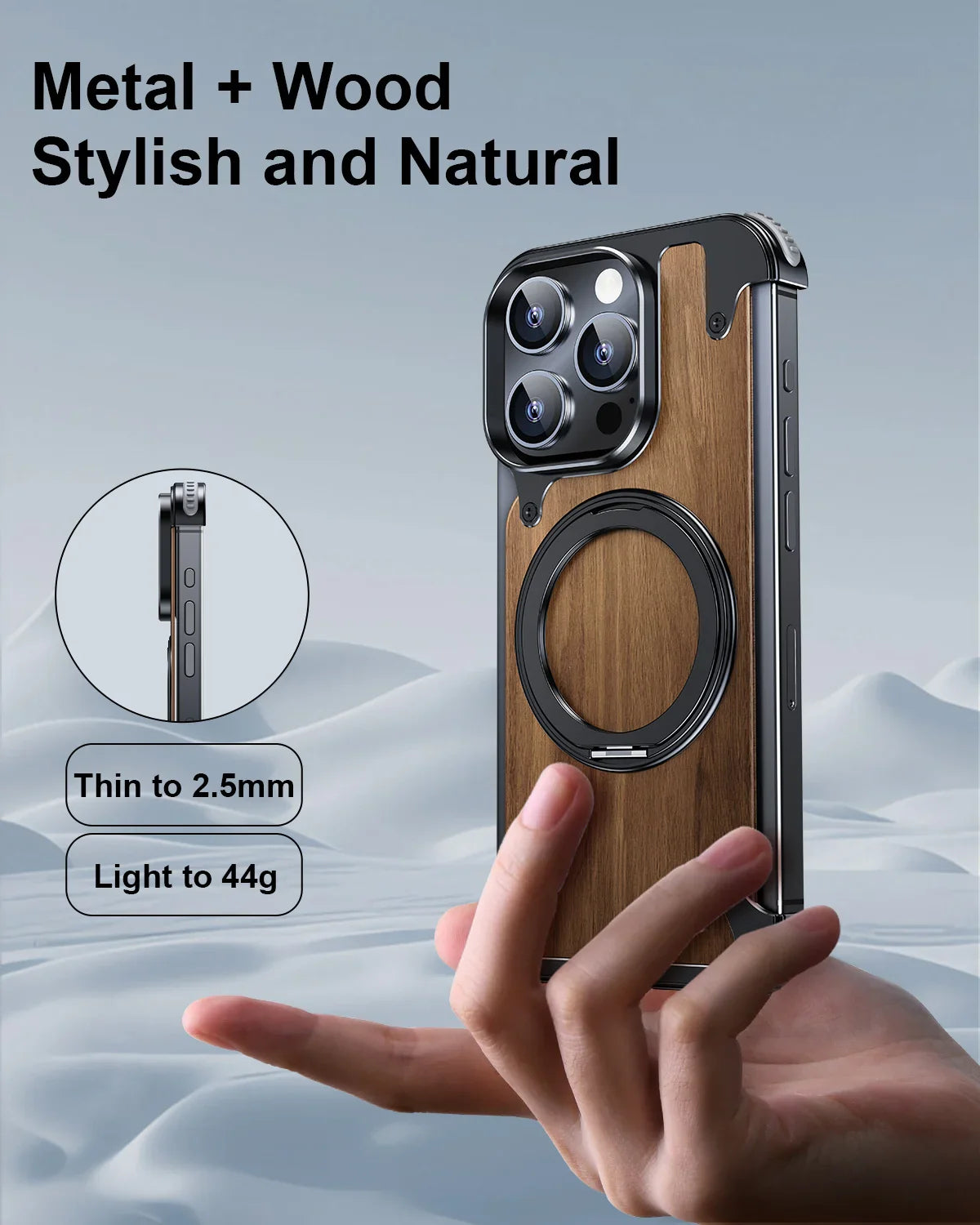 Zelara Starke Magnetische Schützende Holz Rüstungshülle Mit Ständer Für iPhone 15 14 Plus Pro Max Serie