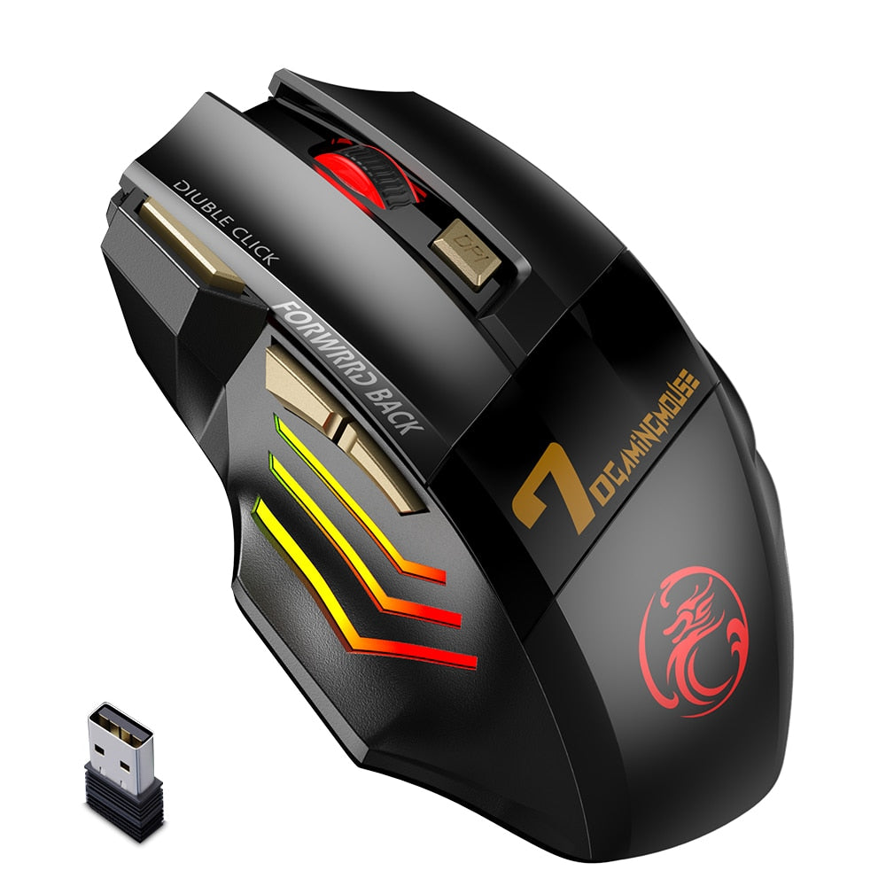 Zelara Kabellose, ergonomische, wiederaufladbare LED-Gaming-Maus für PC, Mac, Tablets