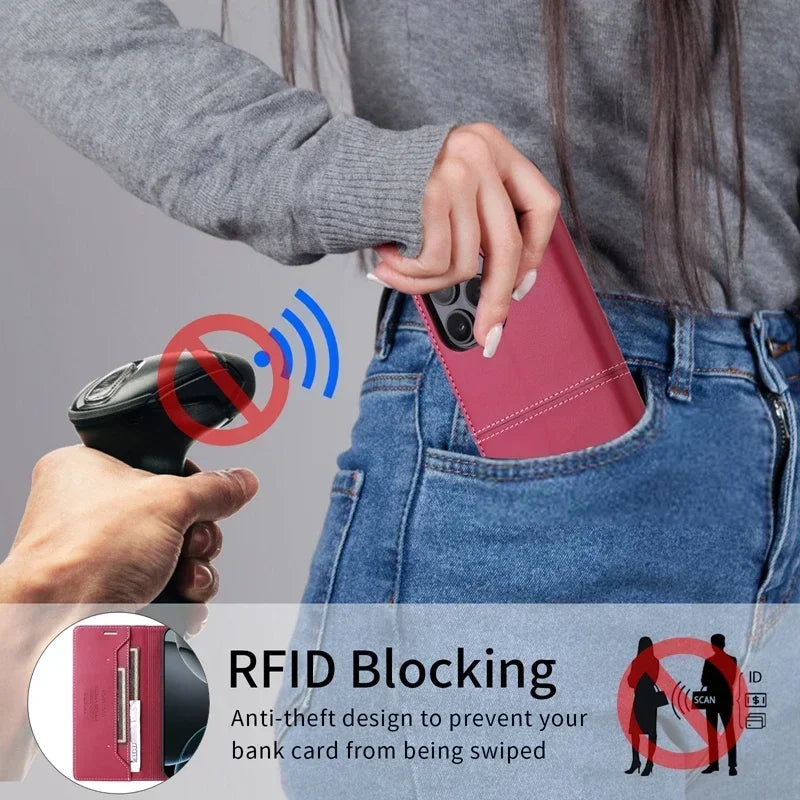 RFID Leder Google Pixel Magnetische Flip Cover Geldbörse Hülle