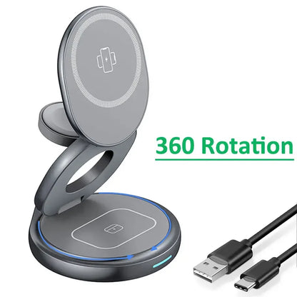 MagCharge 360° – 3-in-1 Rotierende Wireless-Ladestation
