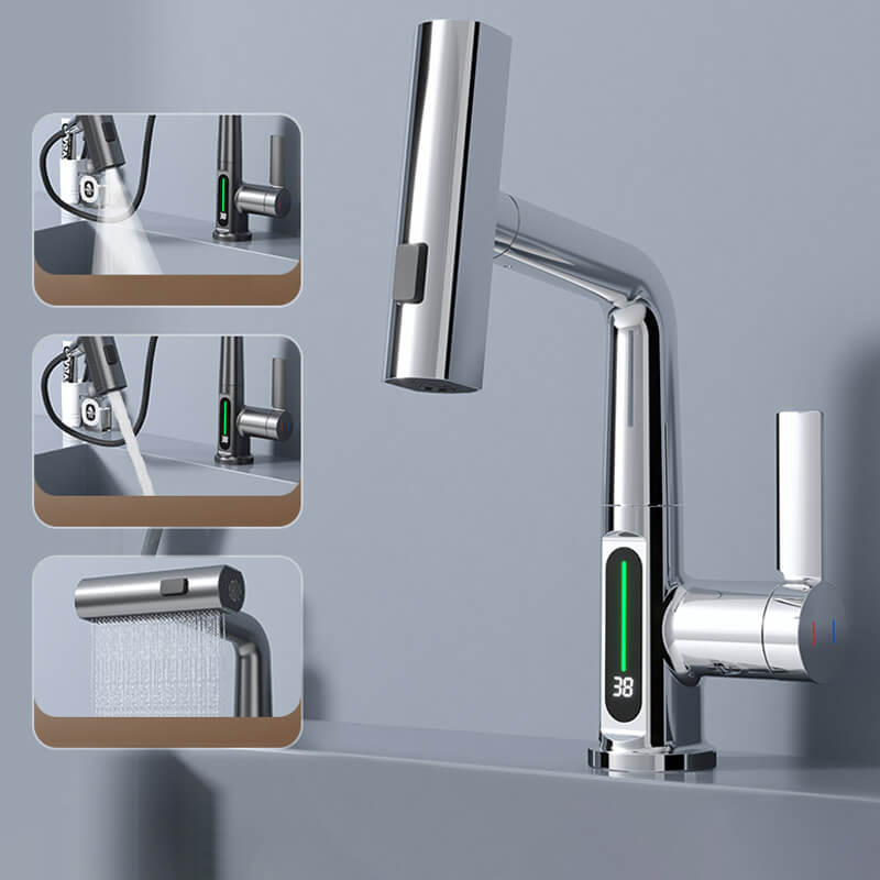 WaterMaster Flexibler LED Küche &amp; Bad Wasserhahn – 360° Schwenkbar, Herausziehbarer Schlauch &amp; 5 Sprühmodi