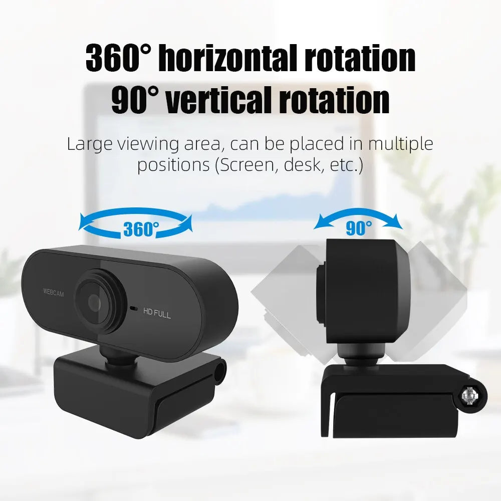 Full HD 1080P Webcam | Flexibel Drehbar | Eingebautes Mikrofon | USB Plug &amp; Play