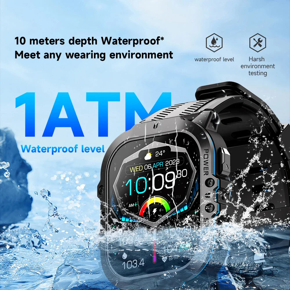 Zelara Multisport Robuster wasserdichter Outdoor-Smartwatch-Fitness-Tracker mit Bluetooth-Anrufen