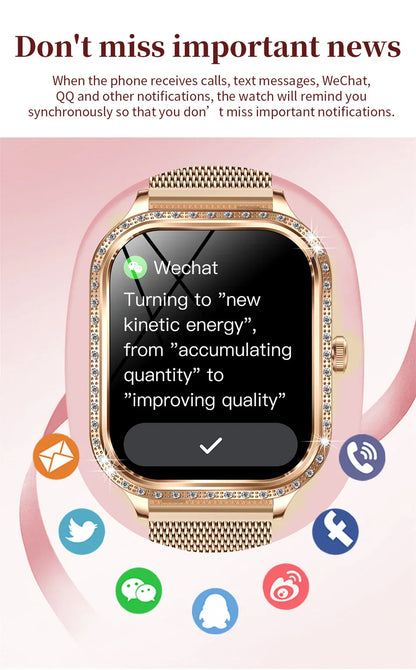 Stylische wasserdichte Smartwatch für Frauen mit Fitness-Tracking &amp; Bluetooth-Anruffunktion