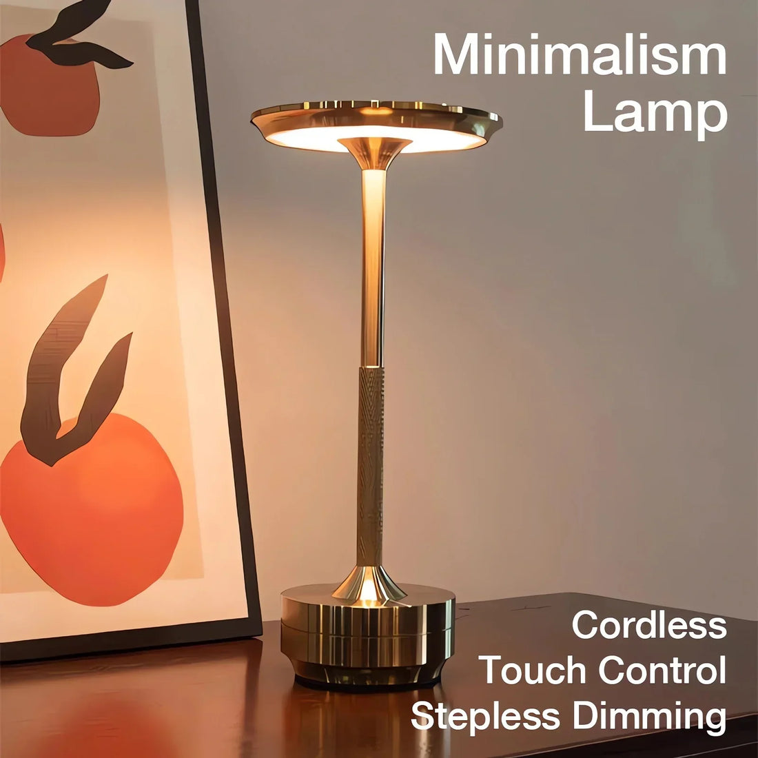 Kabellose wiederaufladbare moderne Aura Tischlampe mit Touch-Steuerungen | Drahtloses LED-Licht für moderne Beistelltische und Schreibtische | Minimalistische Tischlampe