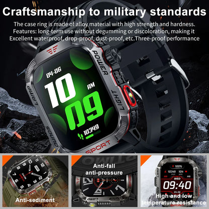 Zelara Rugged Outdoor Multisport Fitness Tracker Smart Watch mit LED Taschenlampe Kompass