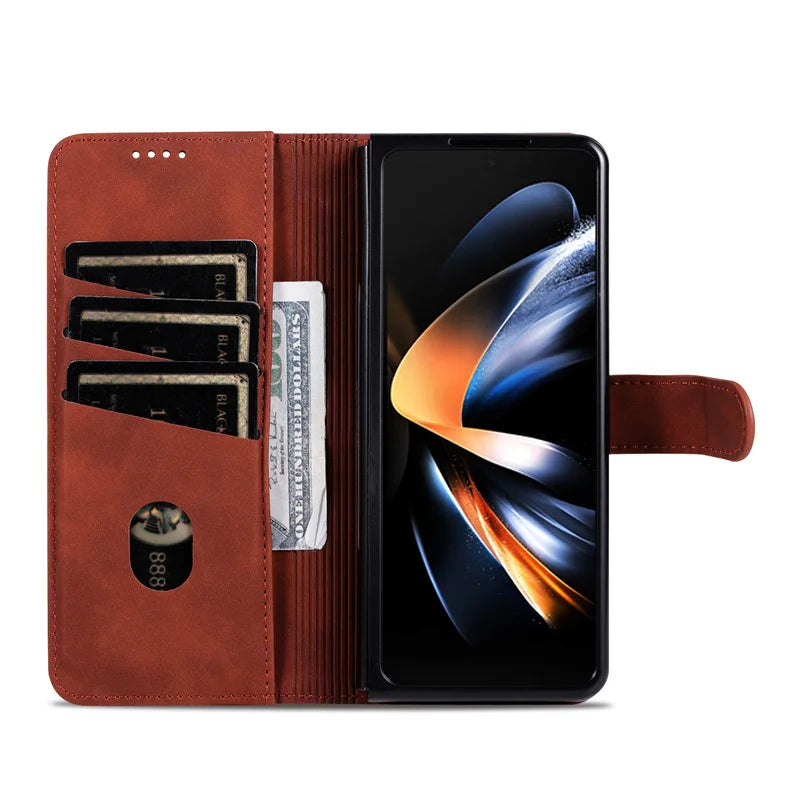 Leder Flip Cover Samsung Z Fold Magnetische Brieftasche Hülle