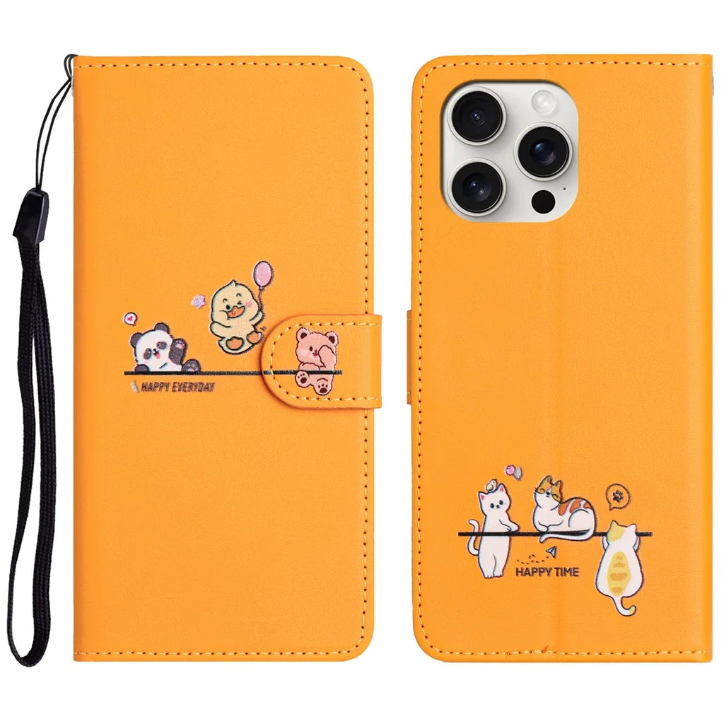 Tierdruck Leder iPhone Magnetische Flip Geldbörse Hülle